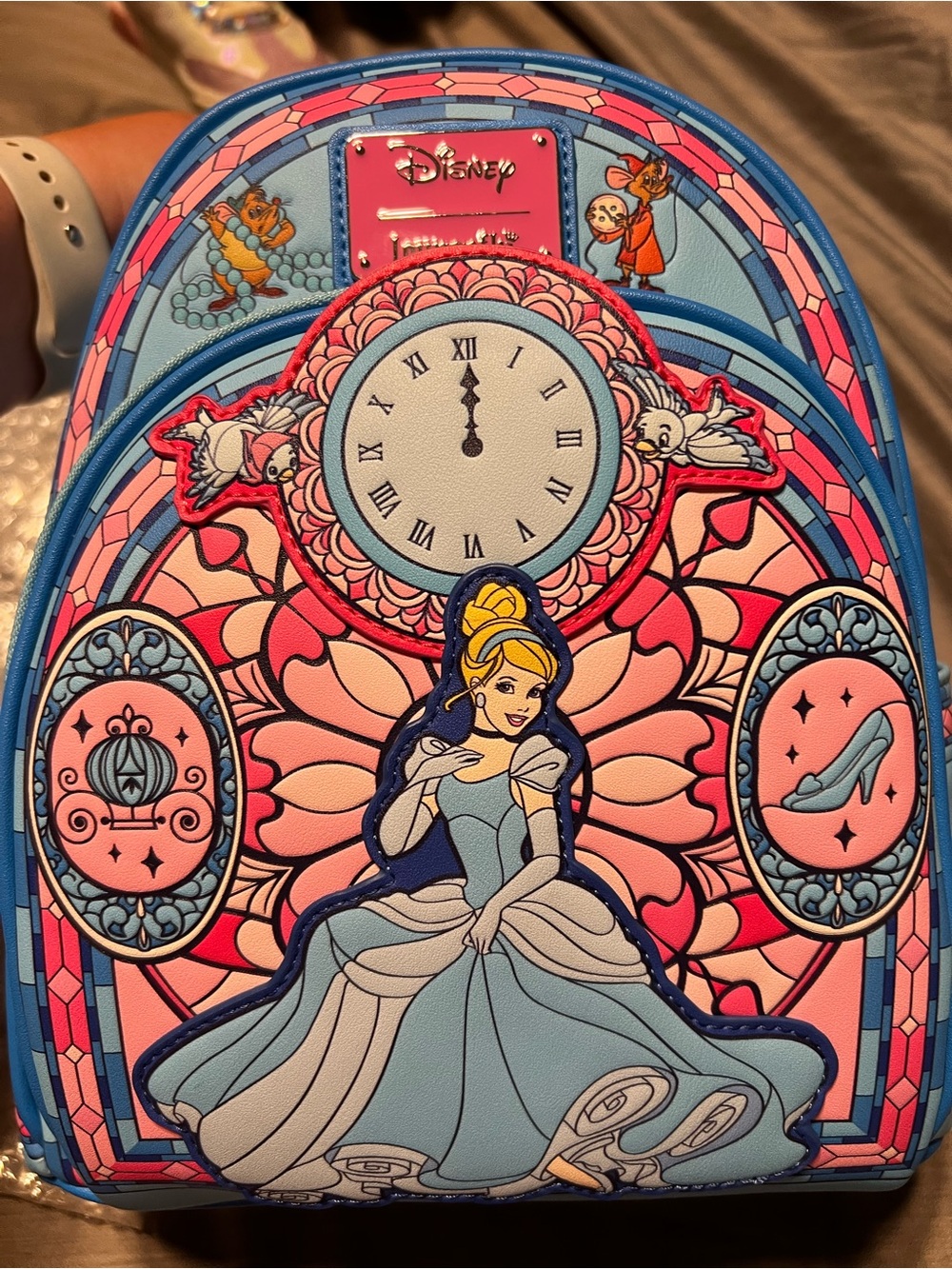 Disney Cinderella Stained Glass Mini Backpack - Pink, Blue & Navy
